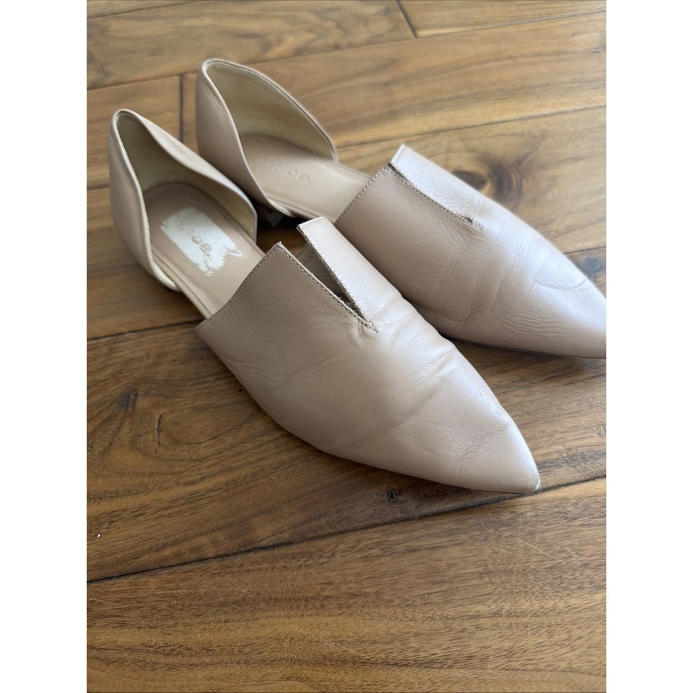 Vince Shoes Darlington d'Orsay Nude Tan Leather Flats Sz 8 Pointed Toe Classic